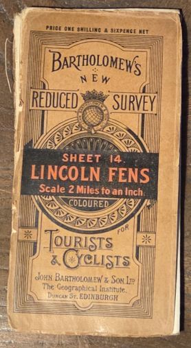 Bartholomew's 'Half Inch to Mile' Map of England & Wales, Sheet 10 Lincoln Wolds (cover has Bartholomew's New Reduced Survey for Tourists & Cyclists )