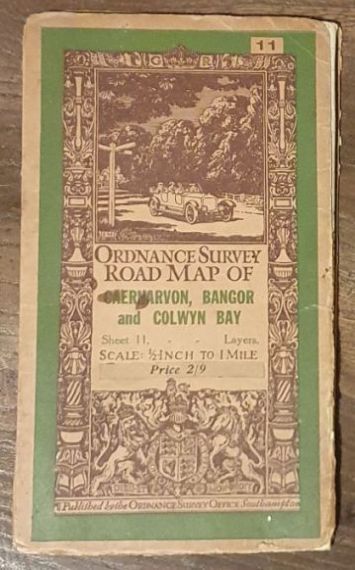 Ordnance Survey Road Map of Caernarvon, Bangor and Colwyn Bay. Sheet 11. Scale inch to 1 mile