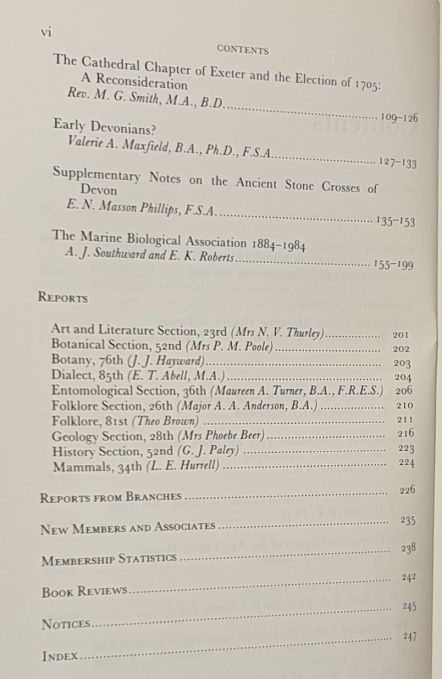 Report and Transactions of the Devonshire Association for the Advancement of Science, Literature and Art Volume 116, Hatherleigh 1984