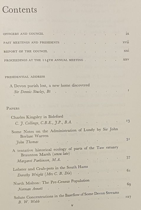 Report and Transactions of the Devonshire Association for the Advancement of Science, Literature and Art Volume 108, Bideford 1976