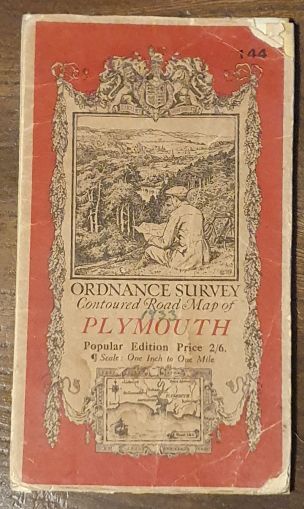 Plymouth. Sheet 144. Popular Edition One-Inch Map of England and Wales (1:63360) (cover title Contoured Road Map of Plymouth.)