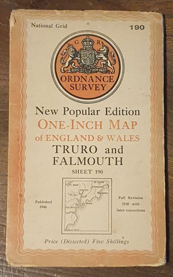 Truro & Falmouth. Sheet 190 One-Inch Map of England & Wales, New Popular Edition