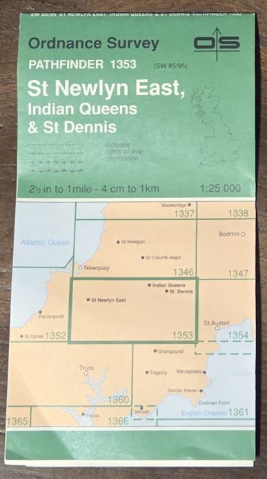 St Newlyn East, Indian Queens & St Dennis. 1:25000 Pathfinder Map 1353 (SW 85/95)