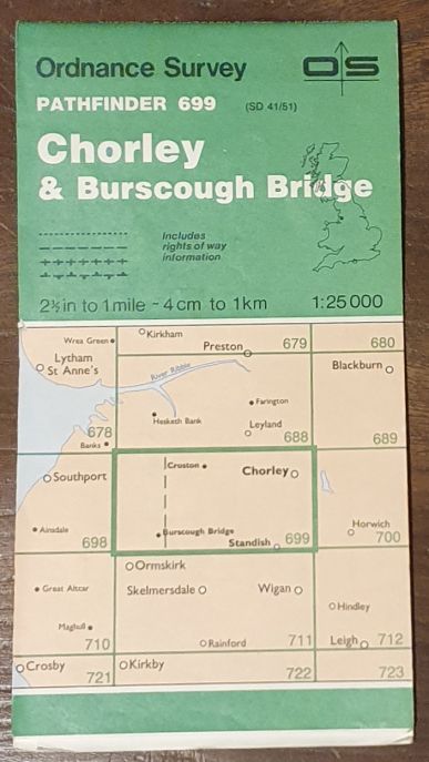 Chorley & Burscough Bridge. 1:25000 Map, Pathfinder 699 (SD 41/51)