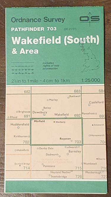 Wakefield (South) & Area. 1:25000 Map, Pathfinder 703 (SE 21/31)
