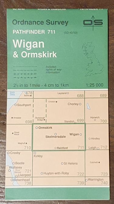Wigan & Ormskirk. 1:25000 Map, Pathfinder 711 (SD 40/50)