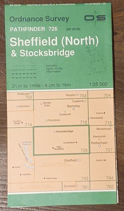 Sheffield (North) & Stocksbridge. 1:25000 Map, Pathfinder 726 (SK 29/39)