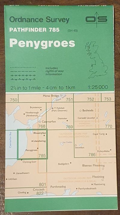 Penygroes. 1:25000 Map, Pathfinder 785 (SH 45)