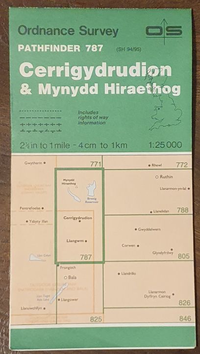 Cerrigydrudion & Mynydd Hiraethog. 1:25000 Map, Pathfinder 787 (SH 94/95)