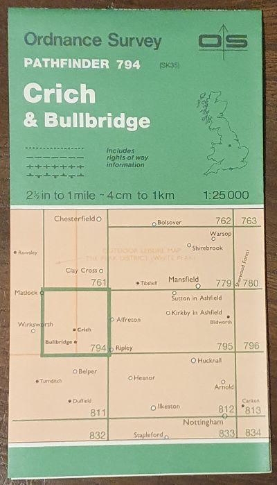Crich & Bullbridge. 1:25000 Map, Pathfinder 794 (SK 35)