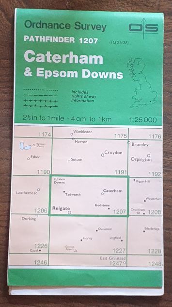 Caterham and Epsom Downs. 1:25000 Pathfinder Maps Sheet 1207 (TQ25/35)