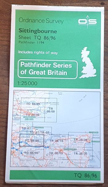 Sittingbourne 1:25000 Map, TQ 86/96 ( Pathfinder 1194)