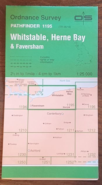 Whitstable, Herne Bay & Faversham. 1:25000 Pathfinder Map 1195 (TR 06/16)