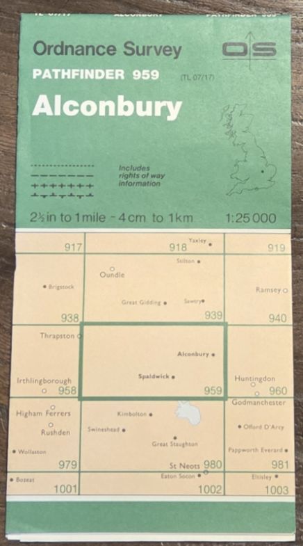 Alconbury. 1:25000 Pathfinder Map 959 (TL 07/17)