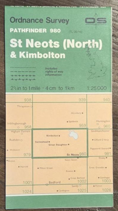 St Neot's (North) & Kimbolton. 1:25000 Pathfinder Map 980 (TL 06/16)
