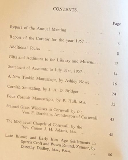 Journal of the Royal Institution of Cornwall, New Series Volume III, Part 1, 1957