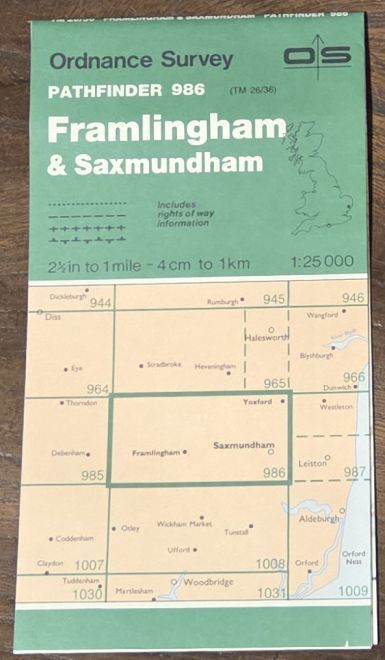 Framlingham & Saxmundham. 1:25000 Pathfinder Map 986 (TM 26/36)