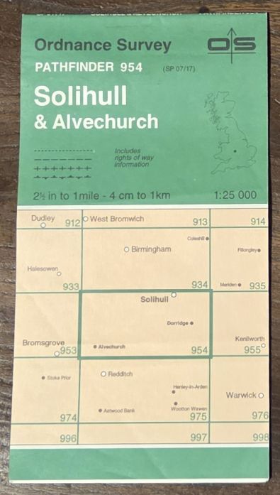Solihull & Alvechurch. 1:25000 Pathfinder Map 954 (SP 07/17)