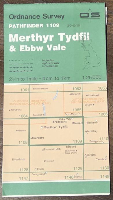 Merthyr Tydfil & Ebbw Vale. 1:25000 Pathfinder Map 1109 (SO 00/10)