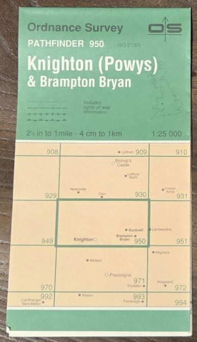 Knighton (Powys) & Brampton Bryan. 1:25000 Pathfinder Map 950 (SO27/37)