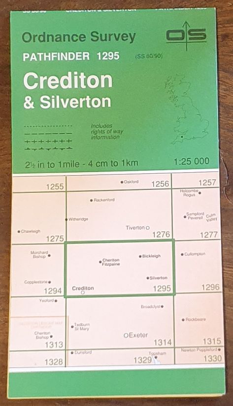 Crediton & Silverton. 1:25000 Pathfinder Map 1295 (SS 80/90)