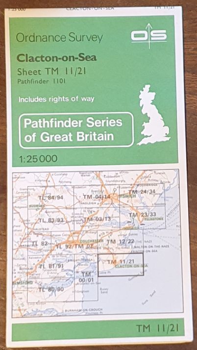 Clacton-on-Sea. 1:25000 Map, TM 11/21 (Pathfinder 1101)
