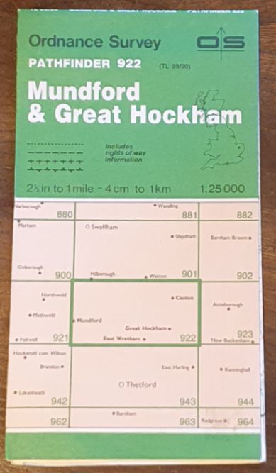 Mundford & Great Hockham. 1:25000 Pathfinder Map 922 (TL 89/99)