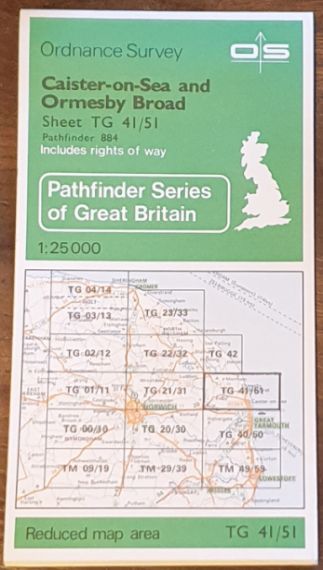Caister-on-Sea and Ormesby Broad. 1:25000 Map, TG 41/51 (Pathfinder 884)