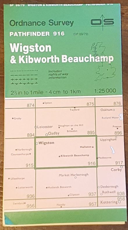 Wigston & Kibworth Beauchamp. 1:25000 Pathfinder Map 916 (SP 69/79)