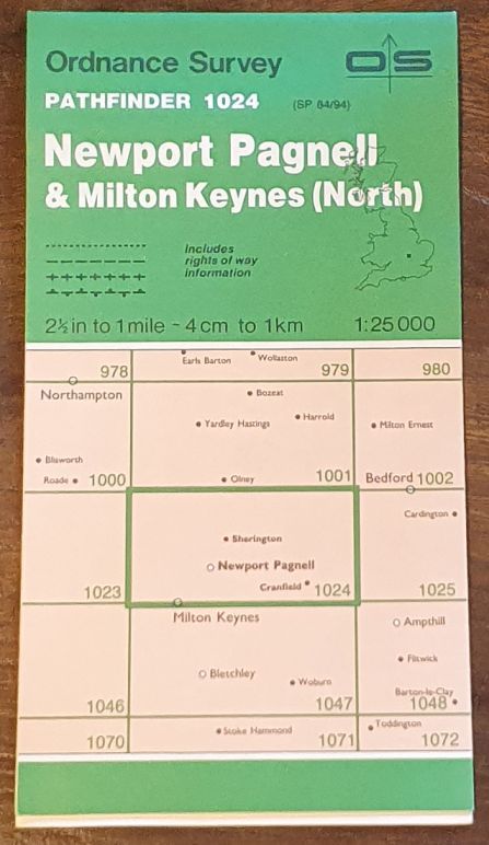 Newport Pagnell & Milton Keynes (North). 1:25000 Pathfinder Map 1024 (SP 84/94)