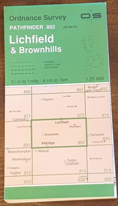 Lichfield & Brownhills. 1:25000 Pathfinder Map 892 (SK 00/10)