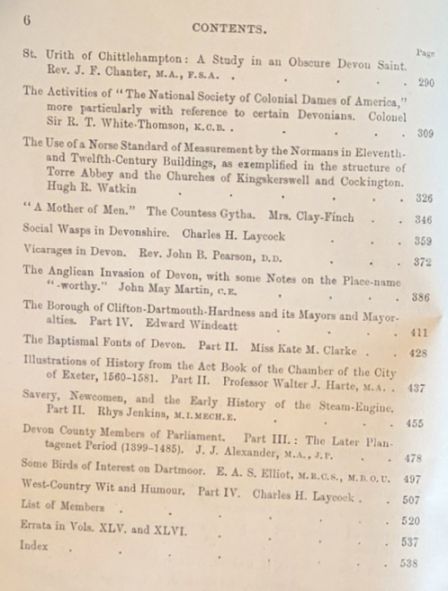 Report and Transactions of the Devonshire Association for the Advancement of Science, Literature and Art Volume XLVI [46], Tavistock, July, 1914
