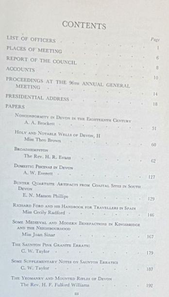 Report and Transactions of the Devonshire Association for the Advancement of Science, Literature and Art Volume XC [90], Kingsbridge 1958