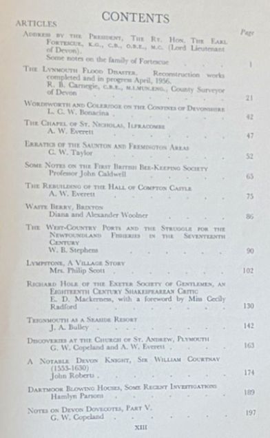 Report and Transactions of the Devonshire Association for the Advancement of Science, Literature and Art Volume LXXXVIII [88], Lynton 1956