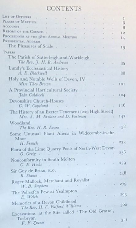 Report and Transactions of the Devonshire Association for the Advancement of Science, Literature and Art Volume XCII [92], South Molton 1960