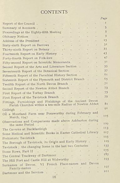 Report and Transactions of the Devonshire Association for the Advancement of Science, Literature and Art Volume LXXIX [79], Chagford, 1947