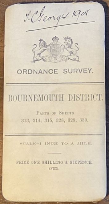 Bournemouth District, Parts of Sheets 313, 314, 315, 328, 329, 330. Third Edition (coloured roads ) District Map, 1 inch to 1 mile (1:63360)