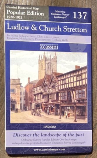 Ludlow and Church Stretton. Cassini Historical Map, Popular Edition 1920-21, matching Landranger 137