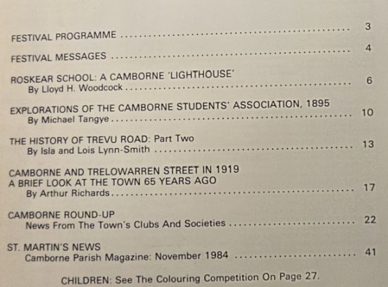 Camborne Festival Magazine November 1984