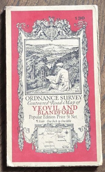 Yeovil & Blandford. Sheet 130, Ordnance Survey Contoured Road Map, Popular Edition, Scale One inch to 1 mile [1:63360]