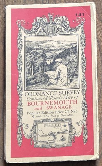 Bournemouth & Swanage. Sheet 141, Ordnance Survey Contoured Road Map, Popular Edition, Scale One inch to 1 mile [1:63360]