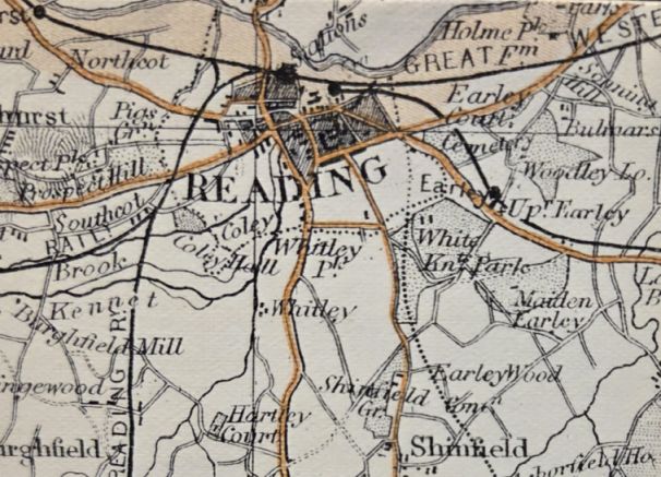 Bacon's County Map and Guide of Berkshire with parts of adjoining counties, for cyclists and tourists, showing Danger Hills