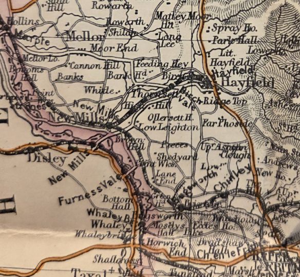 Bacon's County Map and Guide of Derbyshire with parts of adjoining counties, for cyclists and tourists, showing Danger Hills