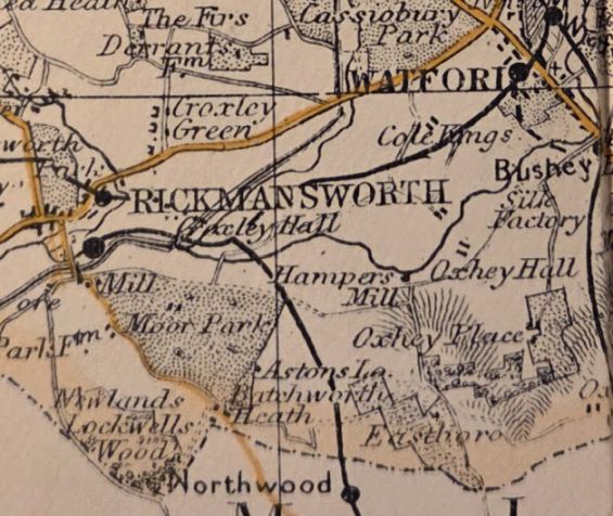 Bacon's County Map and Guide of Hertfordshire with parts of adjoining counties, for cyclists and tourists, showing Danger Hills