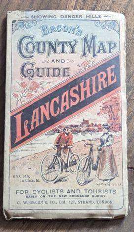 Bacon's County Map and Guide of Lancashire with parts of adjoining counties, for cyclists and tourists, showing Danger Hills