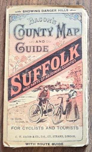 Bacon's County Map and Guide of Suffolk with parts of adjoining counties, for cyclists and tourists, showing Danger Hills
