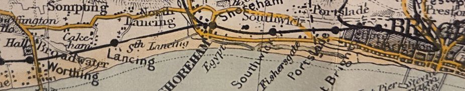 Bacon's County Map and Guide of Sussex with parts of adjoining counties, for cyclists and tourists, showing Danger Hills