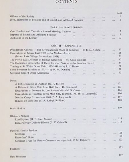 Somerset Archaeology and Natural History. The Proceedings of the Somersetshire Archaeological and Natural History Society for 1967/8, vol. 112