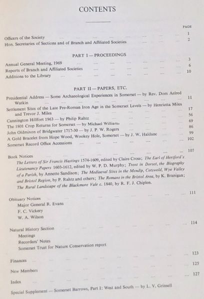 Somerset Archaeology and Natural History. The Proceedings of the Somersetshire Archaeological and Natural History Society for 1968/9, vol. 113
