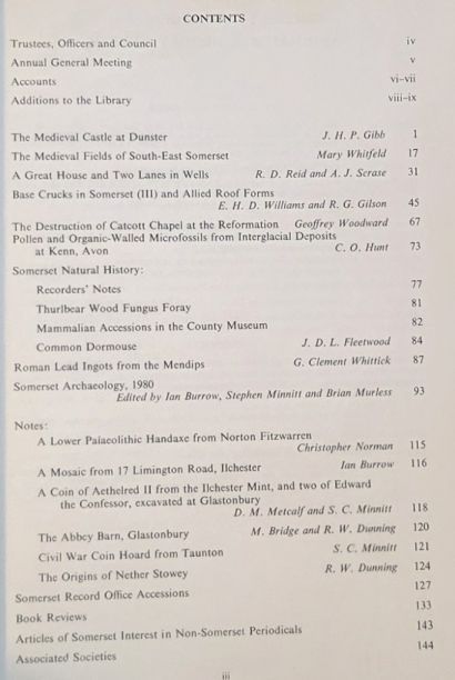 Somerset Archaeology and Natural History. The Proceedings of the Somersetshire Archaeological and Natural History Society for 1980/81, vol. 125